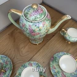 Service à café Empire Art déco des années 1930 LILAC TIME (13 pièces) chintz demitasse