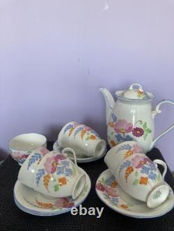 Service à café Grafton en porcelaine fine décorée à la main Art déco, 14 pièces, 1950, S, très bon état  	<br/>	
 