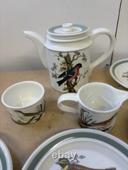 Service à café Portmeirion Birds of Britain 1978 avec lait et sucre + 6 assiettes à dessert