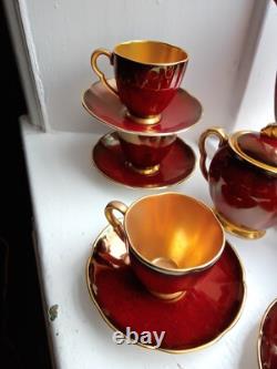 Service à café Rouge Royale Carltonware vintage de 15 pièces