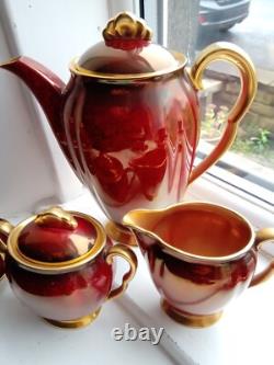 Service à café Rouge Royale Carltonware vintage de 15 pièces