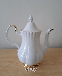 Service à café Royal Albert Val Dor en porcelaine de Chine à bordure en or blanc 15 pièces Vtg Utilisé