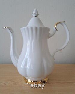 Service à café Royal Albert Val Dor en porcelaine de Chine à bordure en or blanc 15 pièces Vtg Utilisé