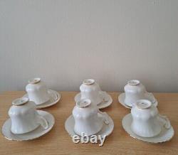 Service à café Royal Albert Val Dor en porcelaine de Chine à bordure en or blanc 15 pièces Vtg Utilisé