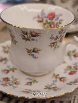 Service à café Royal Albert Winsome vintage en porcelaine de bone, floral, ensemble de 14 pièces, Angleterre