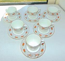 Service à café Royal Doulton Fine China H3746 Cobwebs 15 pièces avec cafetière, tasses et soucoupes