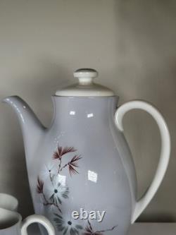 Service à café Royal Doulton Frost Pine D6450 Vintage des années 1940/50 - 3 tasses et sous-tasses