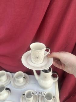 Service à café Royal Doulton Morning Star vintage des années 1960 avec tasses, sous-tasses, pot à café et pot à lait