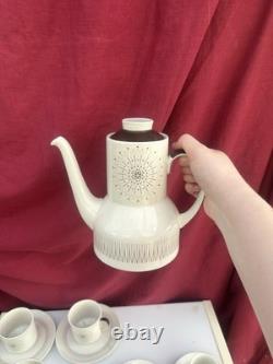 Service à café Royal Doulton Morning Star vintage des années 1960 avec tasses, sous-tasses, pot à café et pot à lait