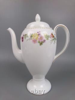 Service à café Wedgwood Mirabelle 6 tasses/boîtes, cafetière, bol. Porcelaine fine vintage