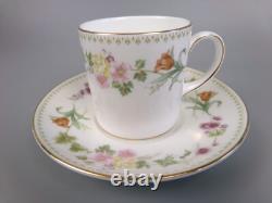 Service à café Wedgwood Mirabelle 6 tasses/boîtes, cafetière, bol. Porcelaine fine vintage