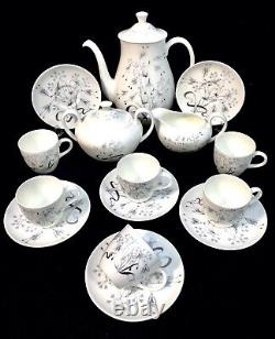 Service à café antique Wedgwood Wild Oats W4166 pour 6 personnes / Porcelaine vintage