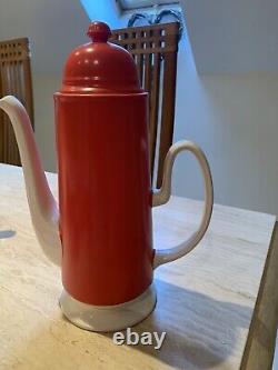 Service à café complet en rouge et blanc de style Art Déco de Carlton Ware vintage.