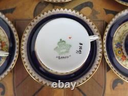 Service à café demi-tasse Vintage Aynsley Bone China Banff B3203 6 tasses et soucoupes