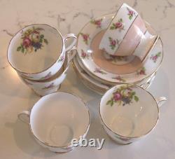 Service à café/démitasse vintage Royal Standard à petites roses, 15 pièces, pour six personnes