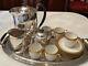 Service &agrave; Caf&eacute; En Argent Plaqu&eacute; Vintage Avec Tasses &agrave; Caf&eacute; Et Soucoupes Demi-tasse