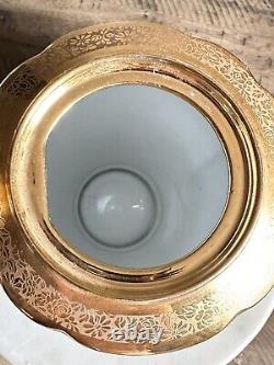 Service à café en céramique de Bohême avec incrustations d'or 24 carats et de platine de l'Empire Vtg Tchécoslovaquie