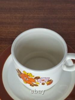 Service à café en faïence Pagnossin vintage des années 1970, fabriqué en Italie, rétro floral