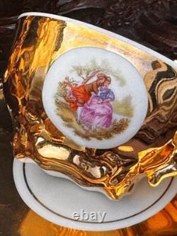 Service à café en or plaqué Fragonard Bondware vintage des années 1960