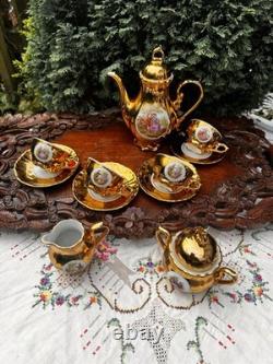 Service à café en or plaqué Fragonard Bondware vintage des années 1960