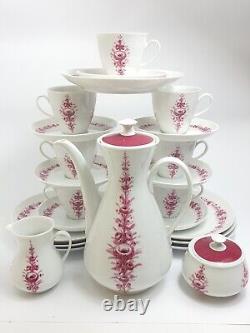 Service à café en porcelaine Fürstenberg de haute qualité pour 7 personnes, décor rouge antique