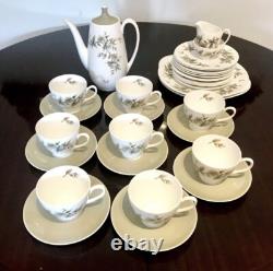 Service à café en porcelaine fine Royal Adderley Arcadia avec assiettes d'accompagnement, 31 pièces
