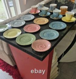 Service à café en porcelaine fine Royal Albert Gossamer multicolore 22 pièces vintage