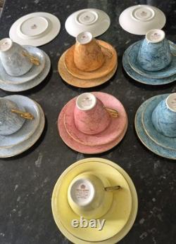 Service à café en porcelaine fine Royal Albert Gossamer multicolore 22 pièces vintage