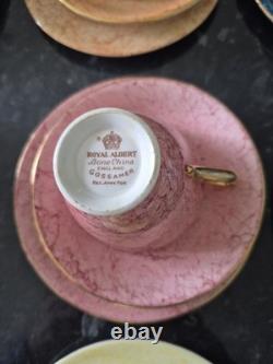 Service à café en porcelaine fine vintage Royal Albert Gossamer multicolore 22 pièces