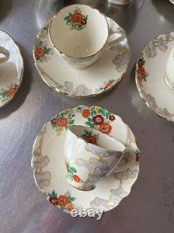 Service à café en porcelaine fine vintage Royal Cauldon des années 1930