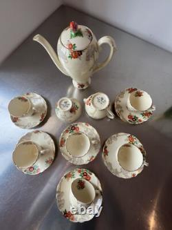 Service à café en porcelaine fine vintage Royal Cauldon des années 1930