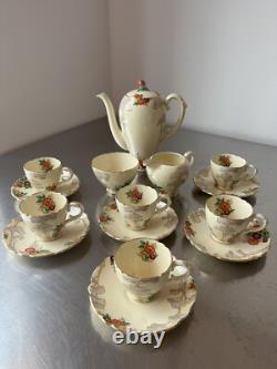 Service à café en porcelaine fine vintage Royal Cauldon des années 1930
