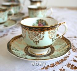 Service à café en porcelaine fine vintage avec cafetière, 4 tasses, 11 pièces