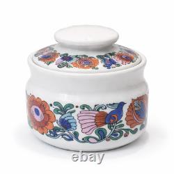 Service à café en porcelaine polonaise Wawel Lowicz motif oiseau folklorique vintage des années 1970 lumineux