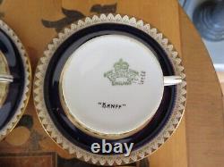 Service à café en porcelaine vintage Aynsley Bone China Banff B3203 avec 6 tasses et soucoupes