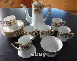 Service à café en porcelaine vintage NORITAKE en or et blanc, porcelaine de bone, début du XXe siècle