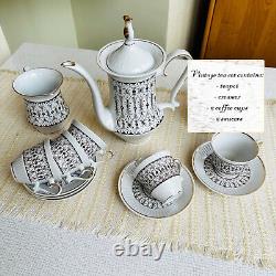 Service à café en porcelaine vintage pour 5 personnes, service à café en céramique soviétique, 12 pièces