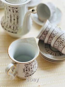 Service à café en porcelaine vintage pour 5 personnes, service à café en céramique soviétique, 12 pièces