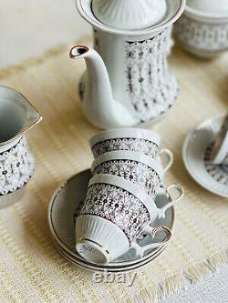 Service à café en porcelaine vintage pour 5 personnes, service à café en céramique soviétique, 12 pièces