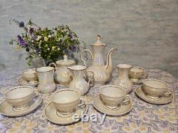 Service à café en porcelaine vintage soviétique pour six personnes, ensemble à thé Gorodnitsa URSS