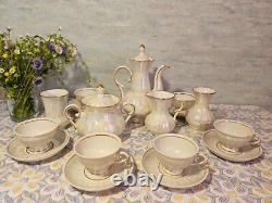 Service à café en porcelaine vintage soviétique pour six personnes, ensemble à thé Gorodnitsa URSS