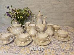 Service à café en porcelaine vintage soviétique pour six personnes, ensemble à thé Gorodnitsa URSS