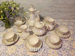 Service à café en porcelaine vintage soviétique pour six personnes, ensemble à thé Gorodnitsa URSS