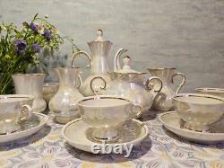 Service à café en porcelaine vintage soviétique pour six personnes, ensemble à thé Gorodnitsa URSS