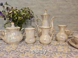 Service à café en porcelaine vintage soviétique pour six personnes, ensemble à thé Gorodnitsa URSS