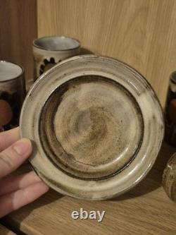 Service à café en poterie vintage Briglin Studio, rétro années 70, tournesol totem MCM