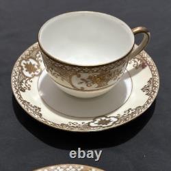 Service à café et à gâteau vintage Noritake, panier de fleurs incrusté d’or, 30 pièces