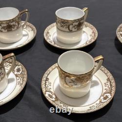 Service à café et à gâteau vintage Noritake, panier de fleurs incrusté d’or, 30 pièces