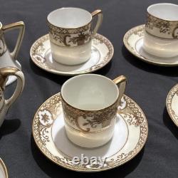 Service à café et à gâteau vintage Noritake, panier de fleurs incrusté d’or, 30 pièces