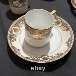 Service à café et à gâteau vintage Noritake, panier de fleurs incrusté d’or, 30 pièces